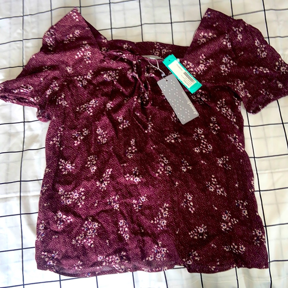 NEW Daniel Rainn Aurora Tie Detail Top Burgundy